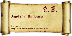 Ungár Barbara névjegykártya